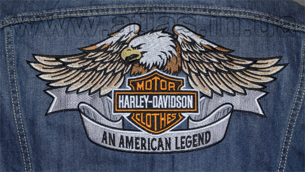 «Harley-Davidson» - embroidery on denim vest