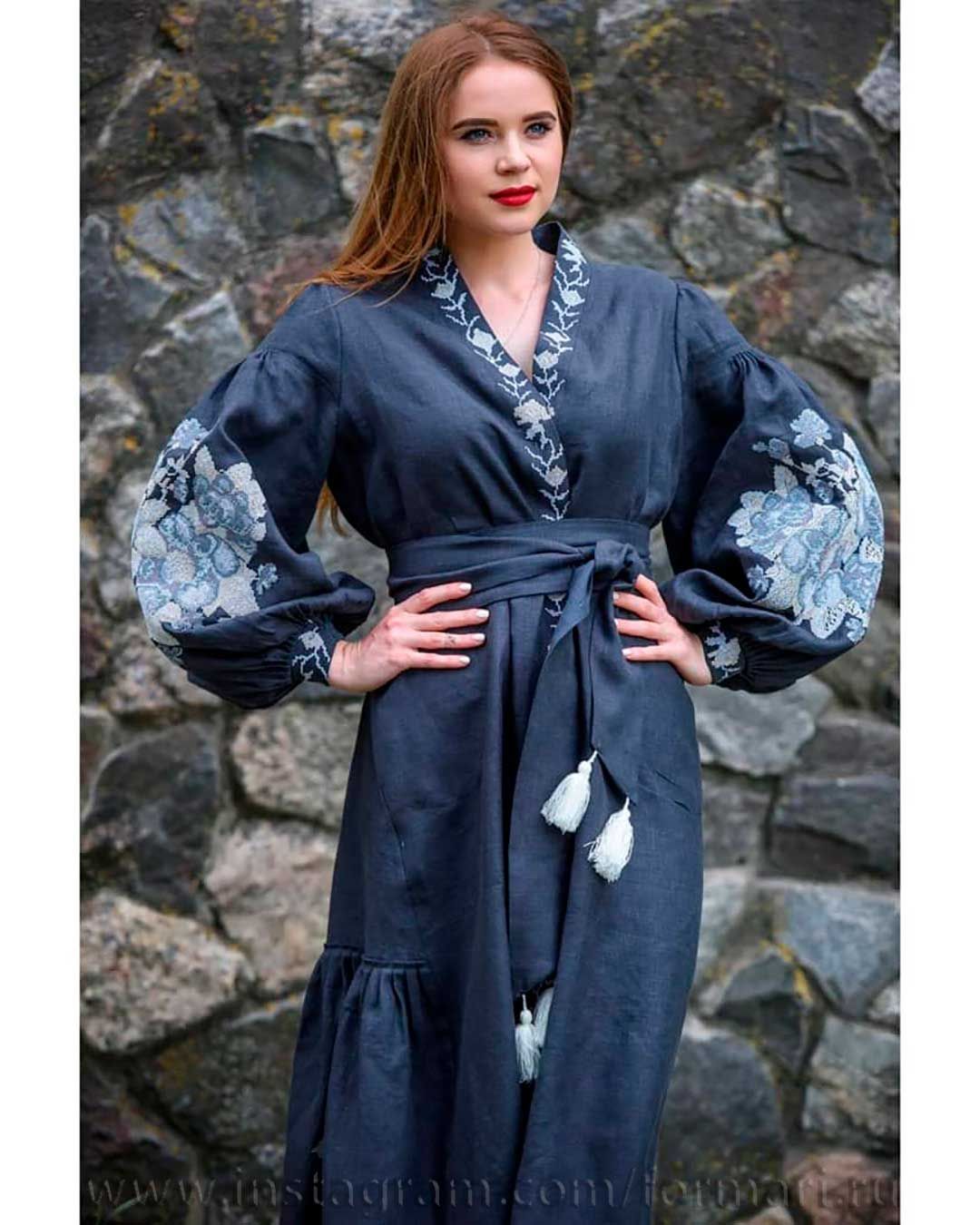 long linen black dress