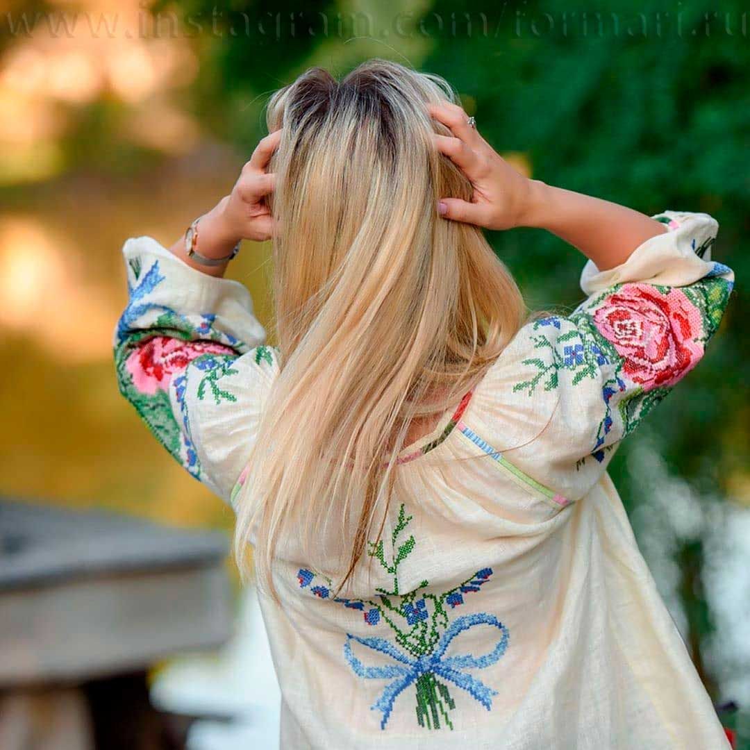 Ukrainian embroidery on a blouse