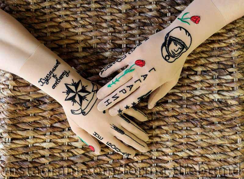 Stickerei auf Handschuhen GAGARIN