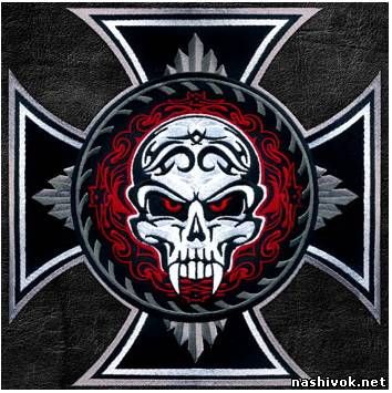 Gestickter Biker Patch - Schädel am Kreuz