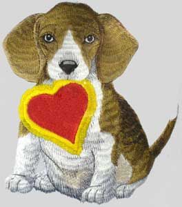Embroidery dog with a heart