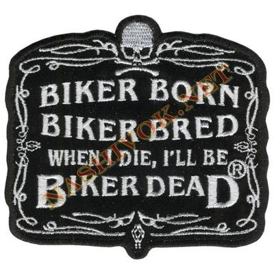 Gestickter Biker-Patch - Bicker born, Bicker death