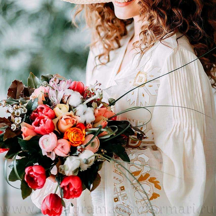 embroidery on linen blouse