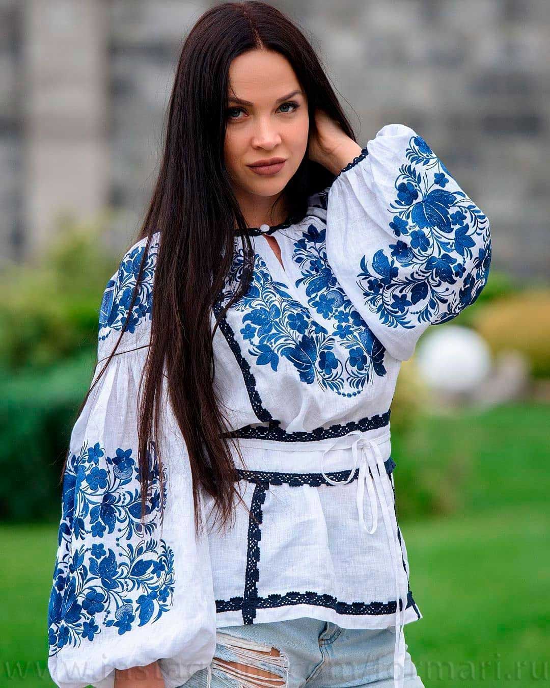 white blouse with embroidery