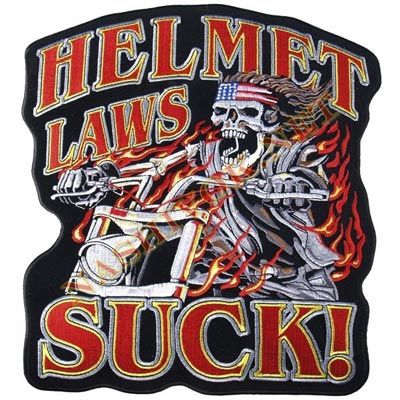 Gestickter Biker-Patch auf der Rückseite - Helmet laws SUCK