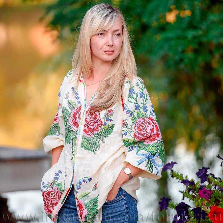 embroidered linen blouse
