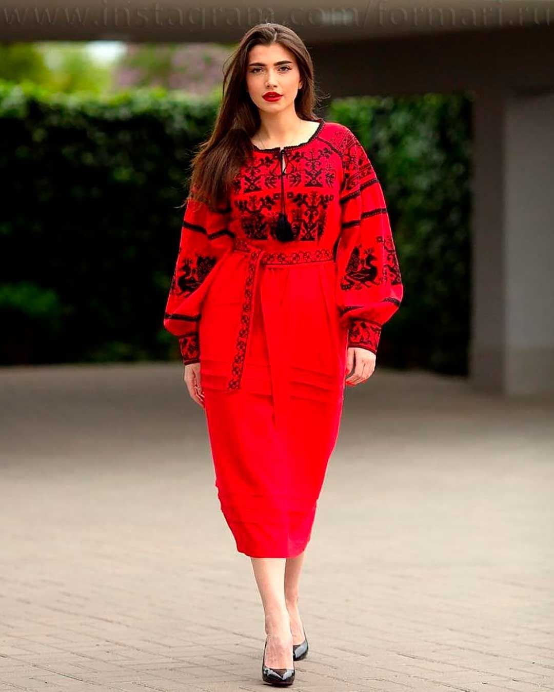 long dress with black embroidery